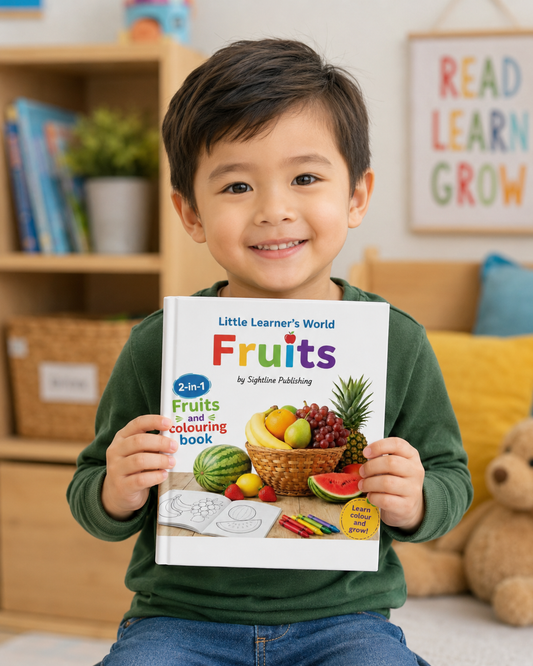 Learner's Little World Fruits| 2-in-1 Fruits and Colouring Book