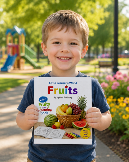 Learner's Little World Fruits| 2-in-1 Fruits and Colouring Book